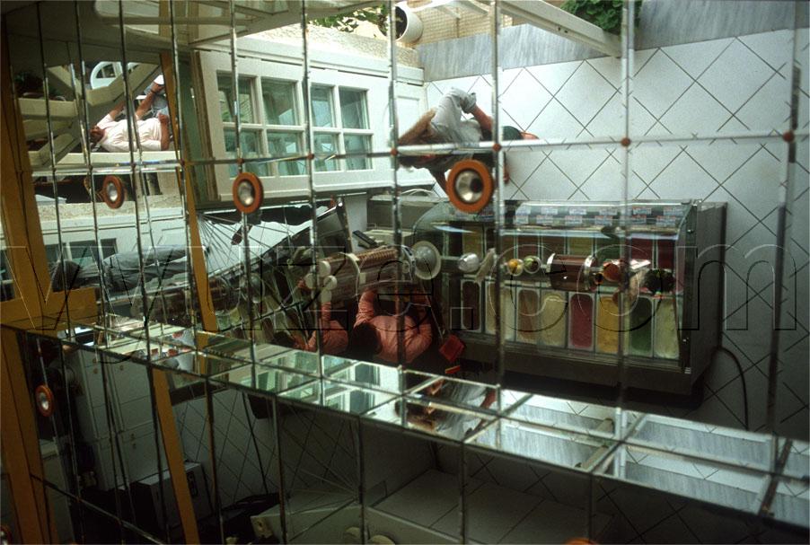 Reflections in the roof of an ice cream shop / Location: Sivota, Epirus, Greece