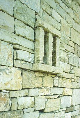 Stone built window frame in inn / Location: Lia, Epirus, Greece